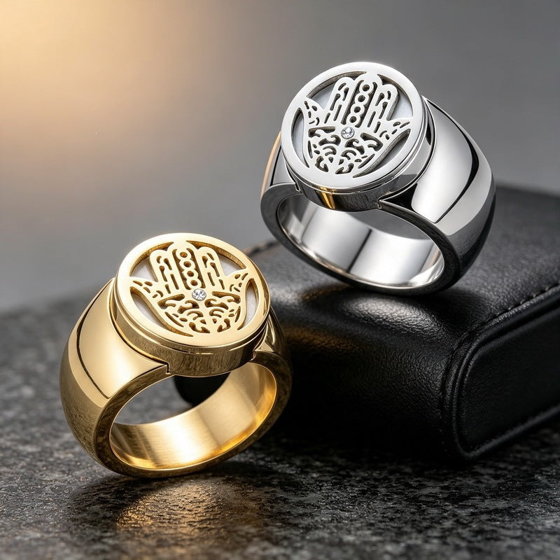 Fatima Hand Hollow Fritillary Bottom Wide Edition Ring Tree Of Life Roman Scale
