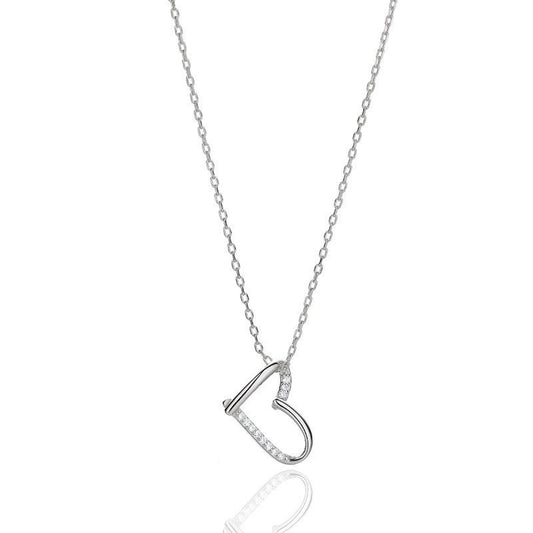 925 Sterling Silver Women's Japanese Korean Style Hollow Love Necklace