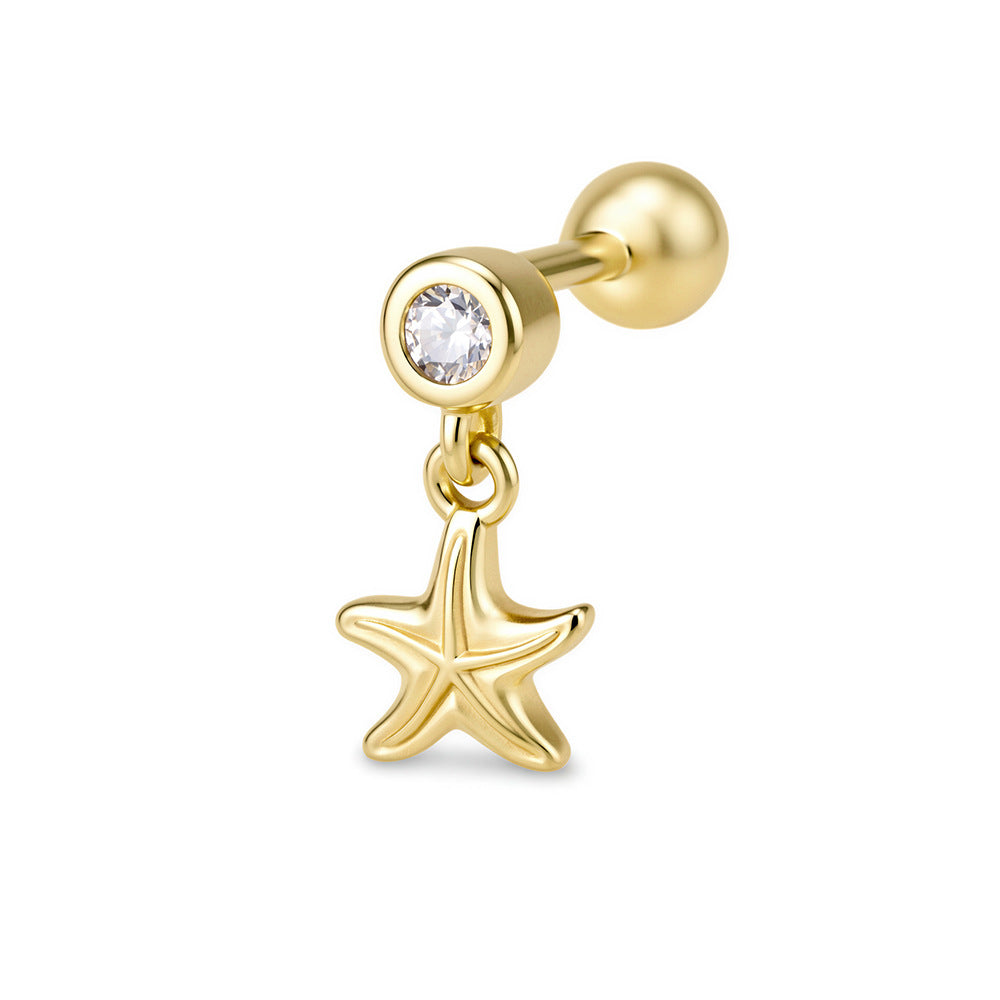 S925 Sterling Silver Version Puncture Internal Thread Body Auricle Puncture Earbone Stud Starfish Earrings