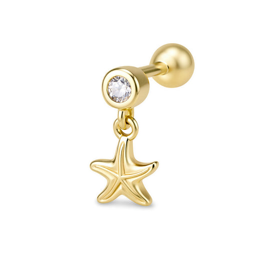 S925 Sterling Silver Version Puncture Internal Thread Body Auricle Puncture Earbone Stud Starfish Earrings