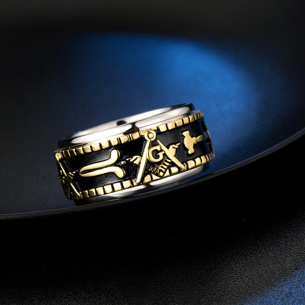 Planderful Freemason Ring Rotatable Titanium Steel Wrench Design For Men Premium Jewelry Sizes 7 To 12