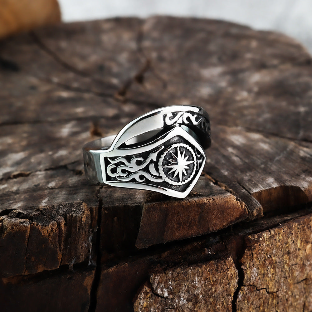 European and American Fashion Hexagram Viking Ring for Men