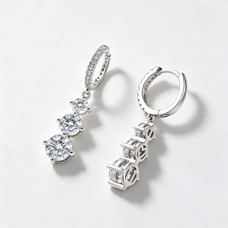 S925 Sterling Silver Moissanite Round 6.5 × 6.5 mm Stud Earrings