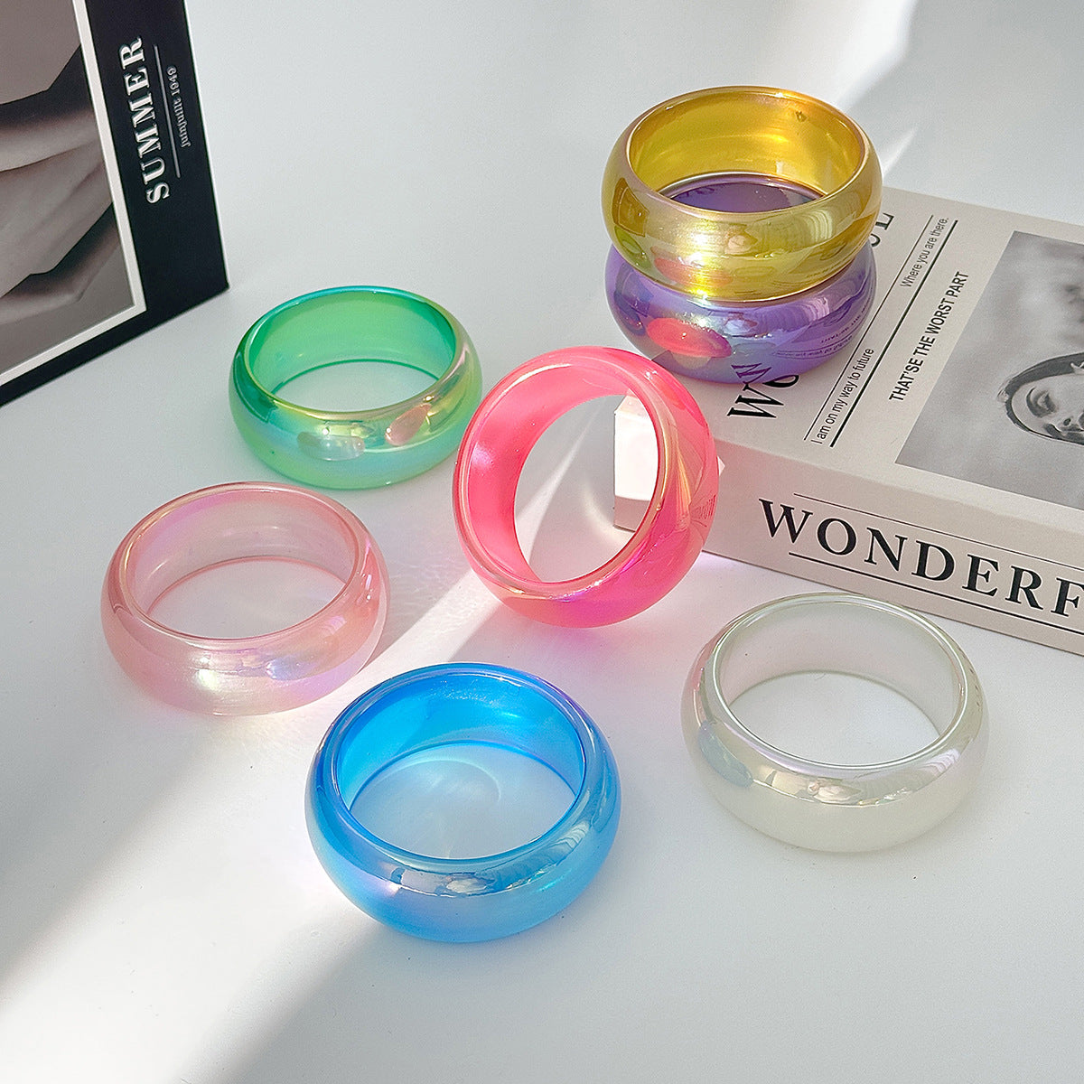Planderful Vienna Verve Pearlescent Resin Bracelet for Trendsetters Wide Geometric Statement Jewelry
