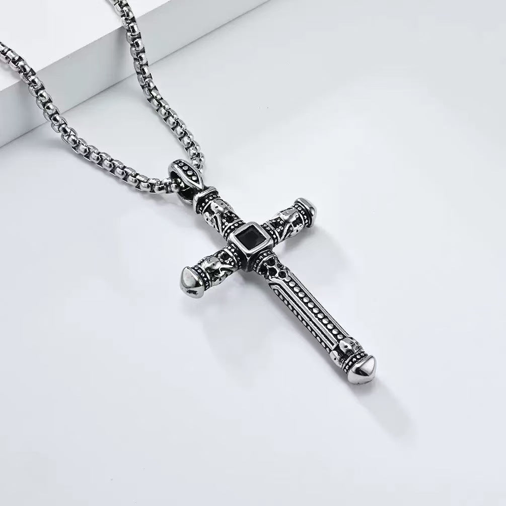 Planderful Stainless Steel Cross Necklace For Men Timeless Vintage Style Engraved Gift