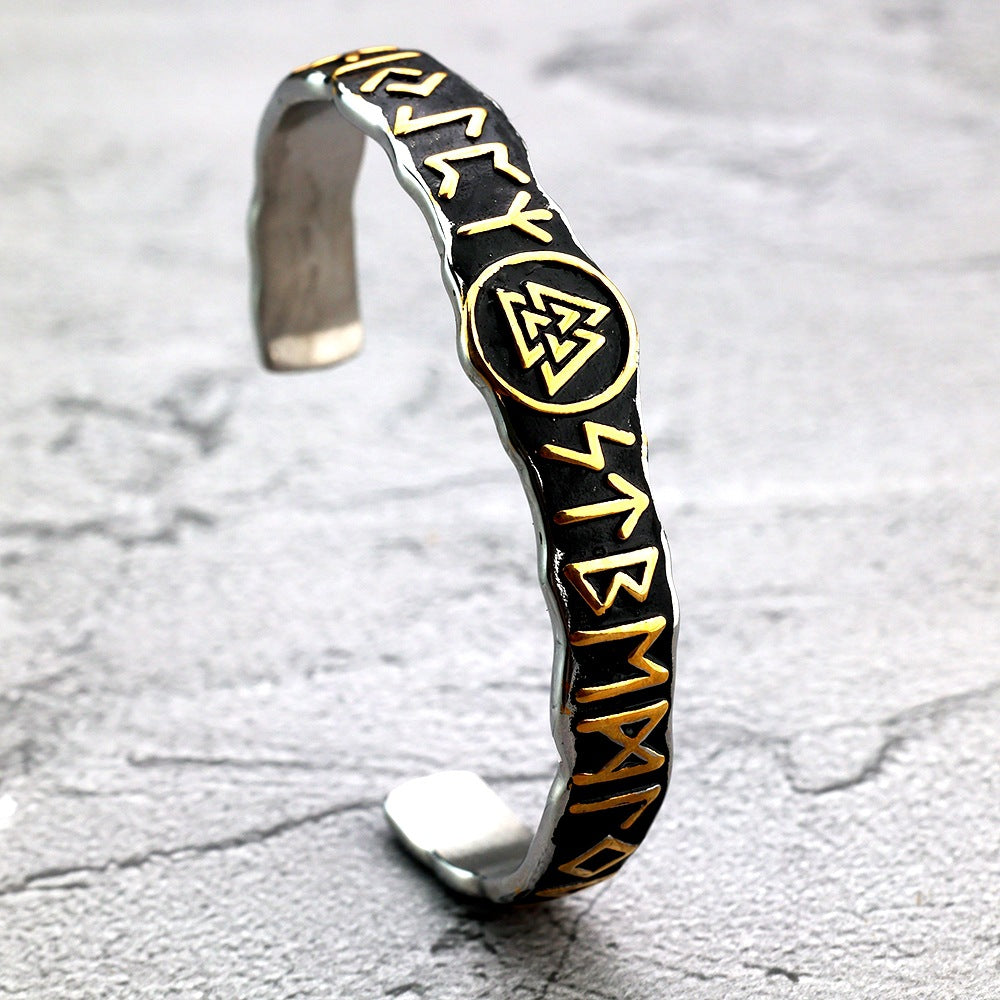 Planderful Nordic Viking Rune Stainless Steel Bracelet For Men Durable Retro Fashion Accessory