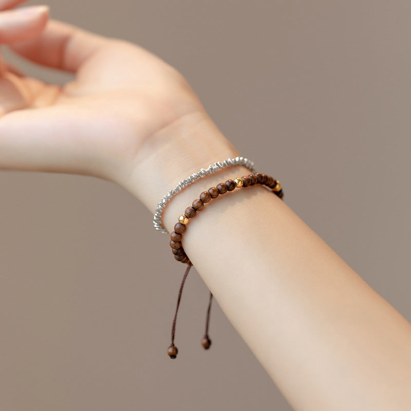Golden Sandalwood Lucky Bead Bracelet