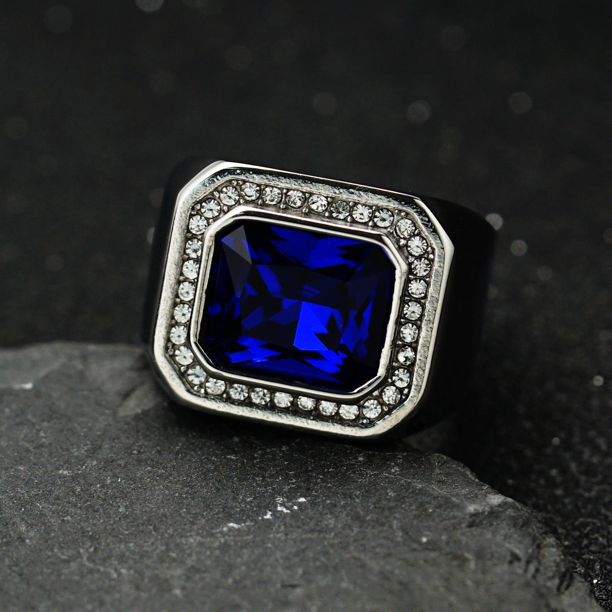 Planderful Personalized Men's Titanium Steel Ring With Zircon Inlay For Everyday Genie Style And Protection