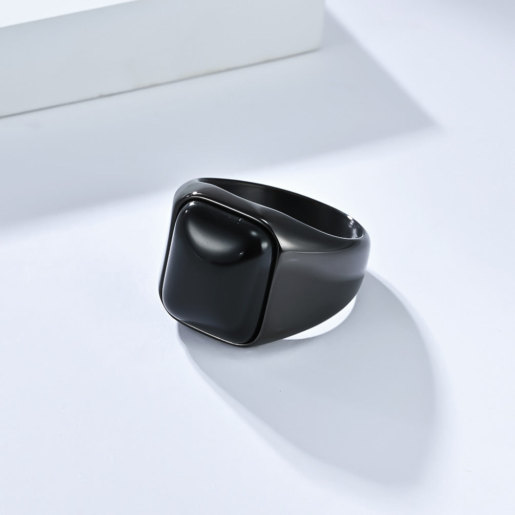 Planderful Men Tiger Eye Ring Natural Square Stone Stainless Steel Premium High End Jewelry