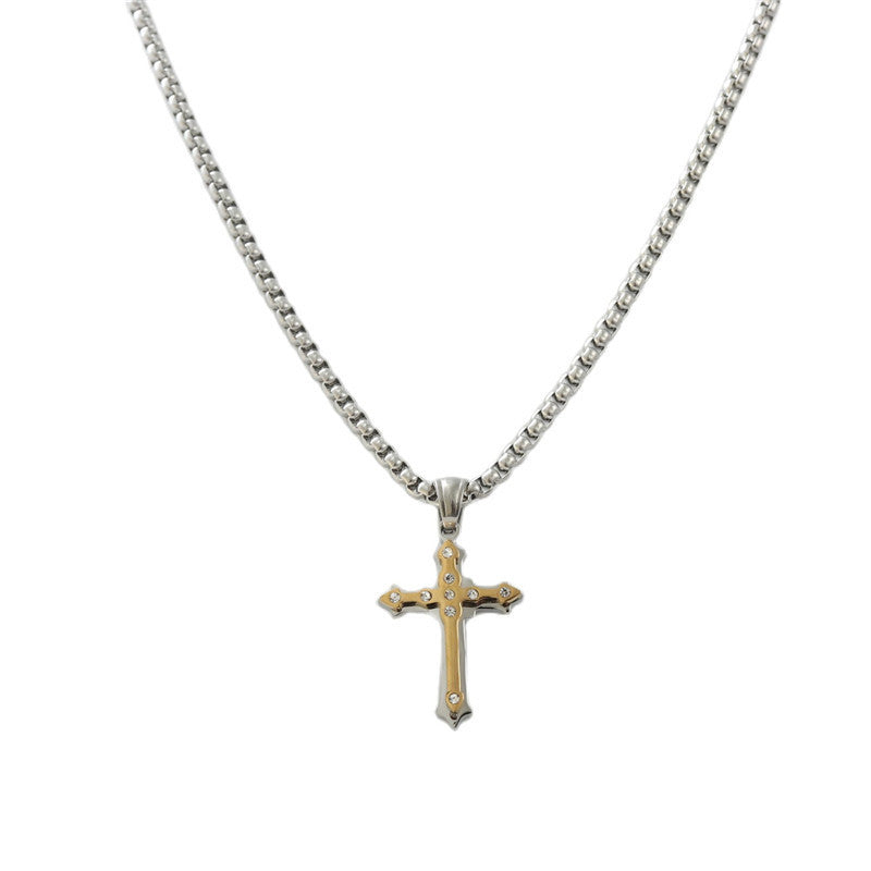 Personalized Retro Titanium Steel Cross Pendant Necklace for Trendy Men