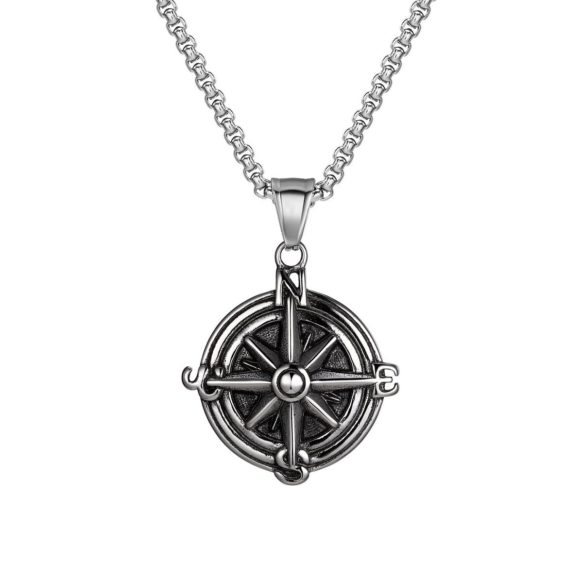 Compass Vintage Stainless Steel Necklace for Men