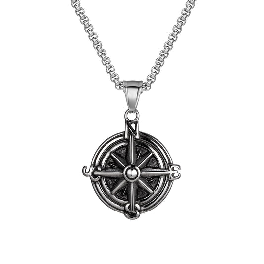 Compass Vintage Stainless Steel Necklace for Men