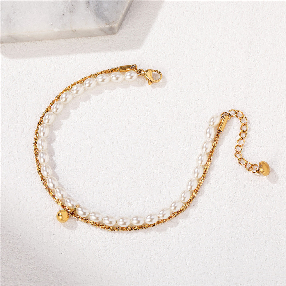 Pearl Double Layer Bracelet For Women By Planderful Elegant Everyday Genie Statement Jewelry