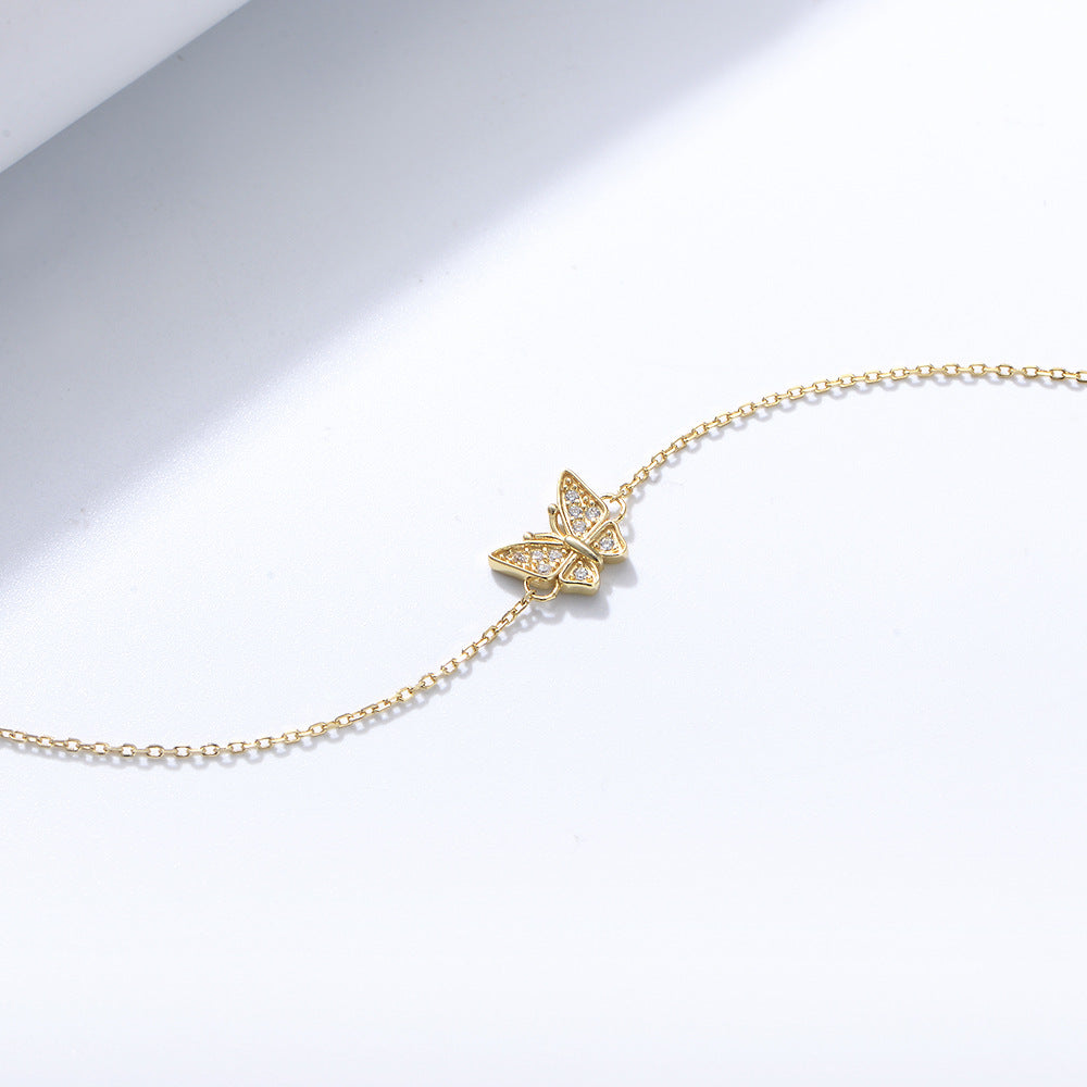 Original Design S925 Sterling Silver Zircon Butterfly Bracelet Inlaid Zircon Internet
