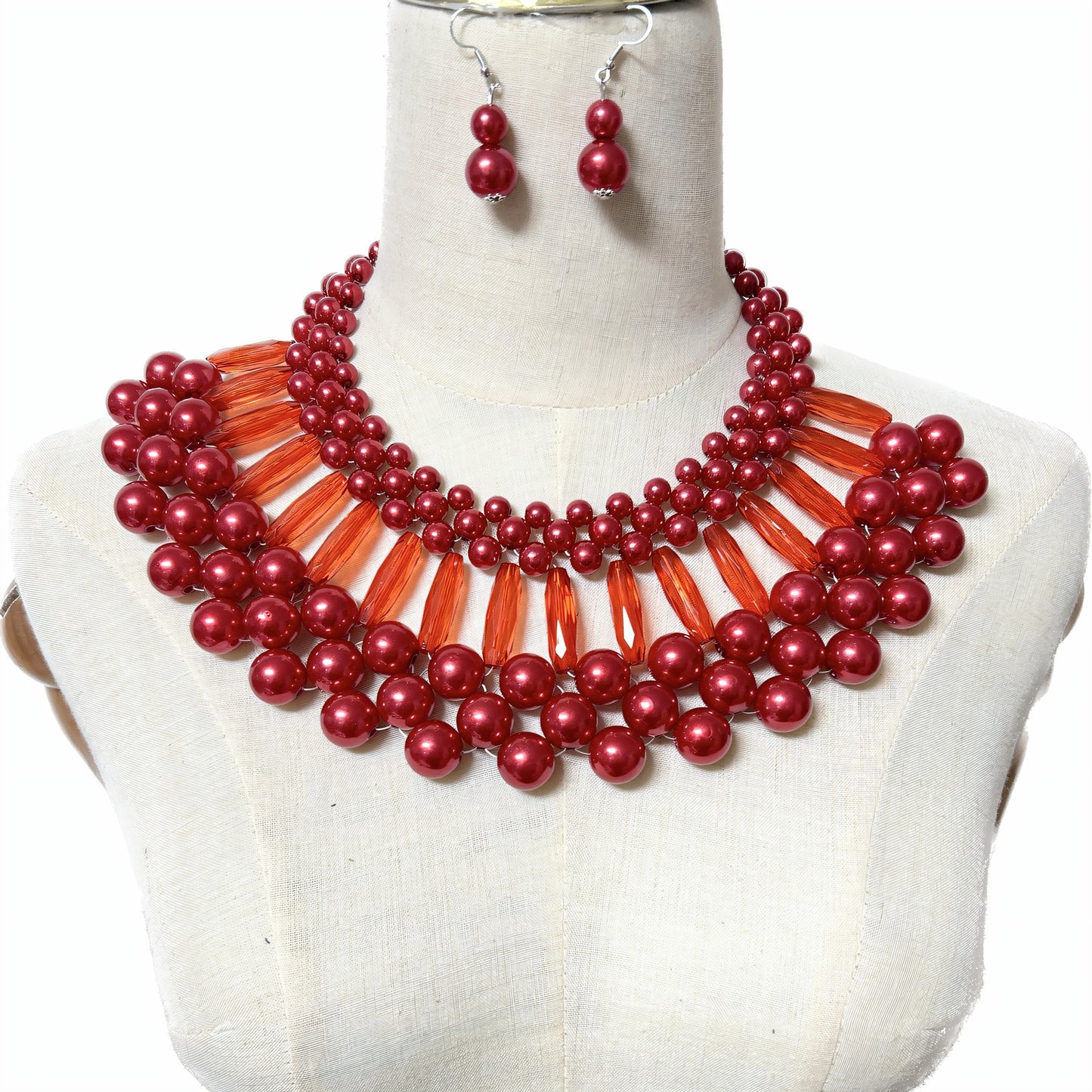 Pearl and Shawl Multi-Layer Necklace Set - Savanna Rhythms Collection