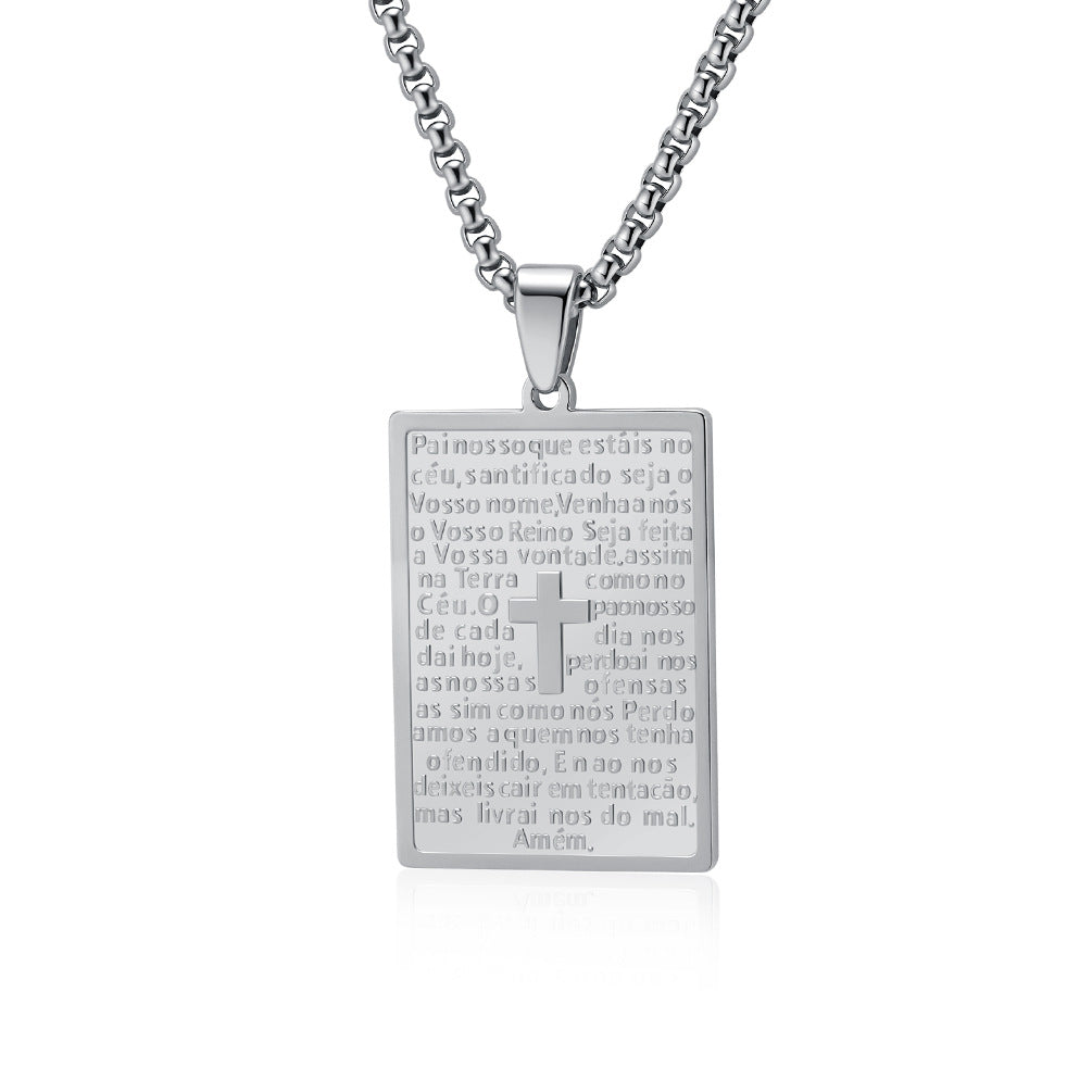 Planderful Titanium Steel Prayer Text Necklace For Men And Women Durable Stainless Pendant Gift