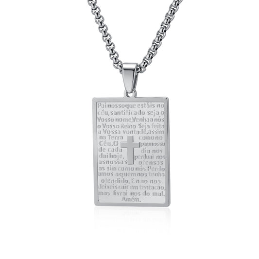 Planderful Titanium Steel Prayer Text Necklace For Men And Women Durable Stainless Pendant Gift