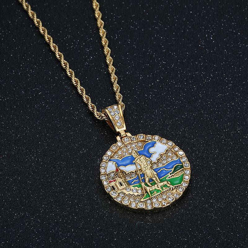 Rhinestone Necklace – Statement Hip Hop Jesus Pendant