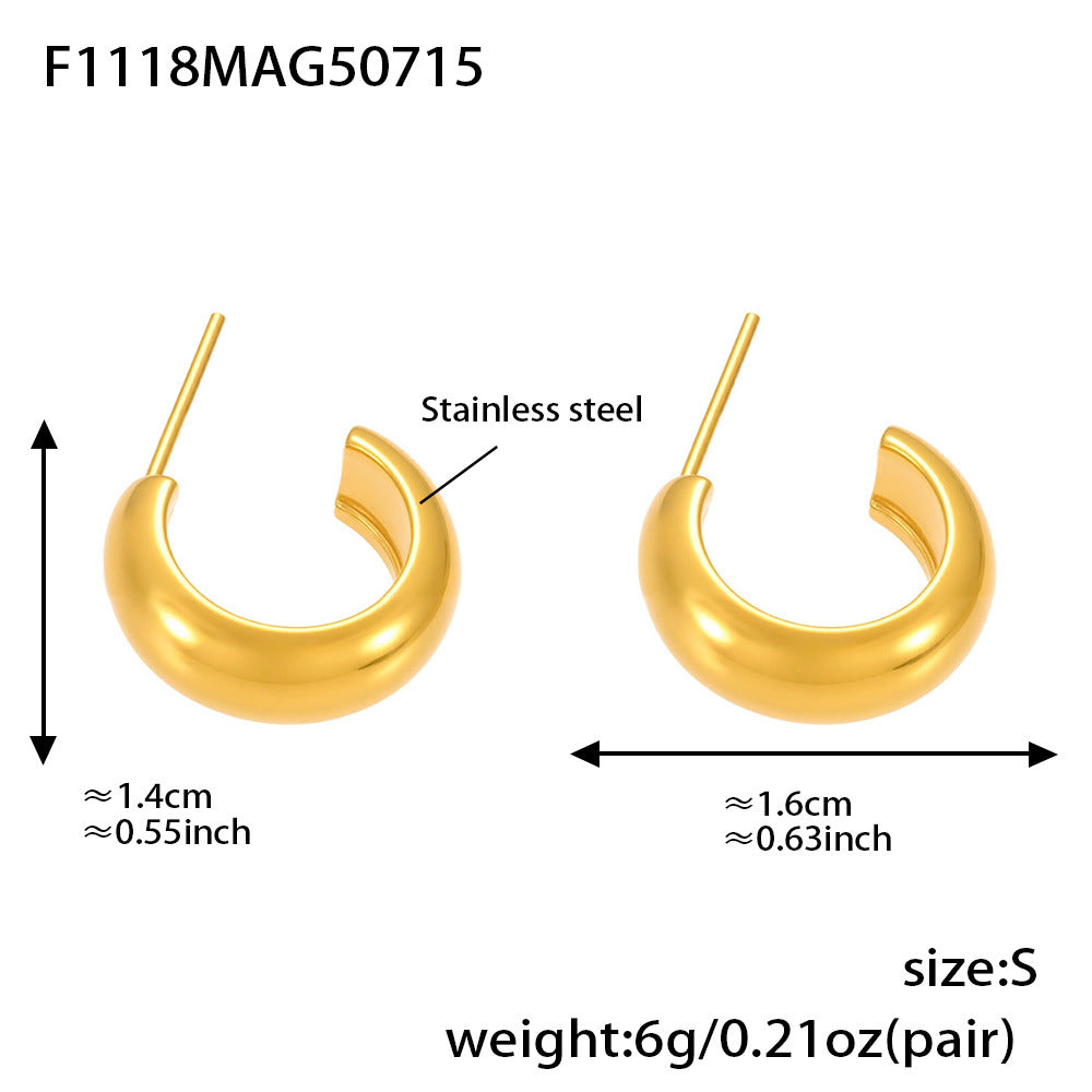 Planderful 18K Gold Plated C Shaped Color Earrings For Women
