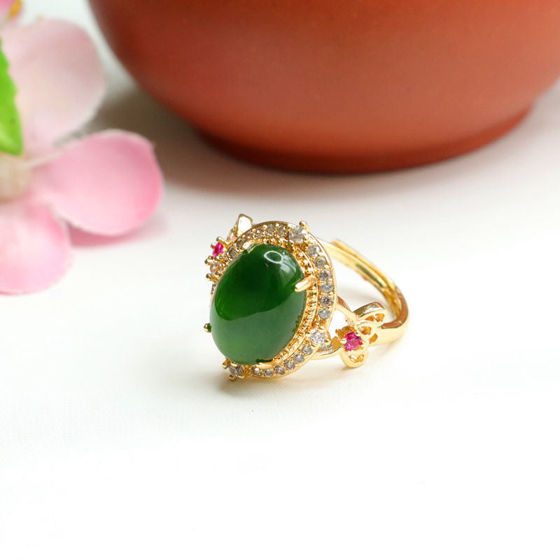 Hetian Jasper Statement Ring