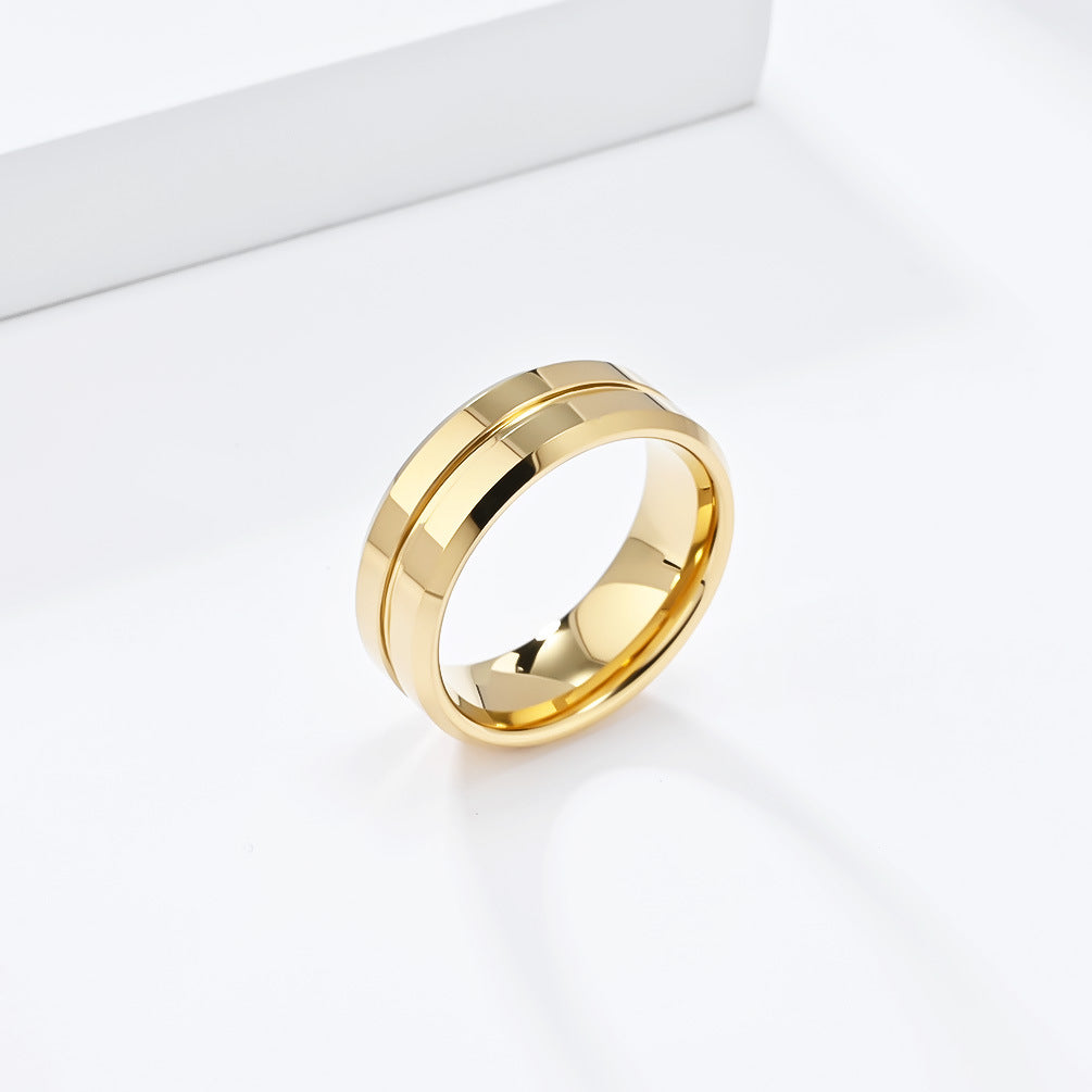 Cross-Border Simple 8mm Tungsten Steel Ring for Men