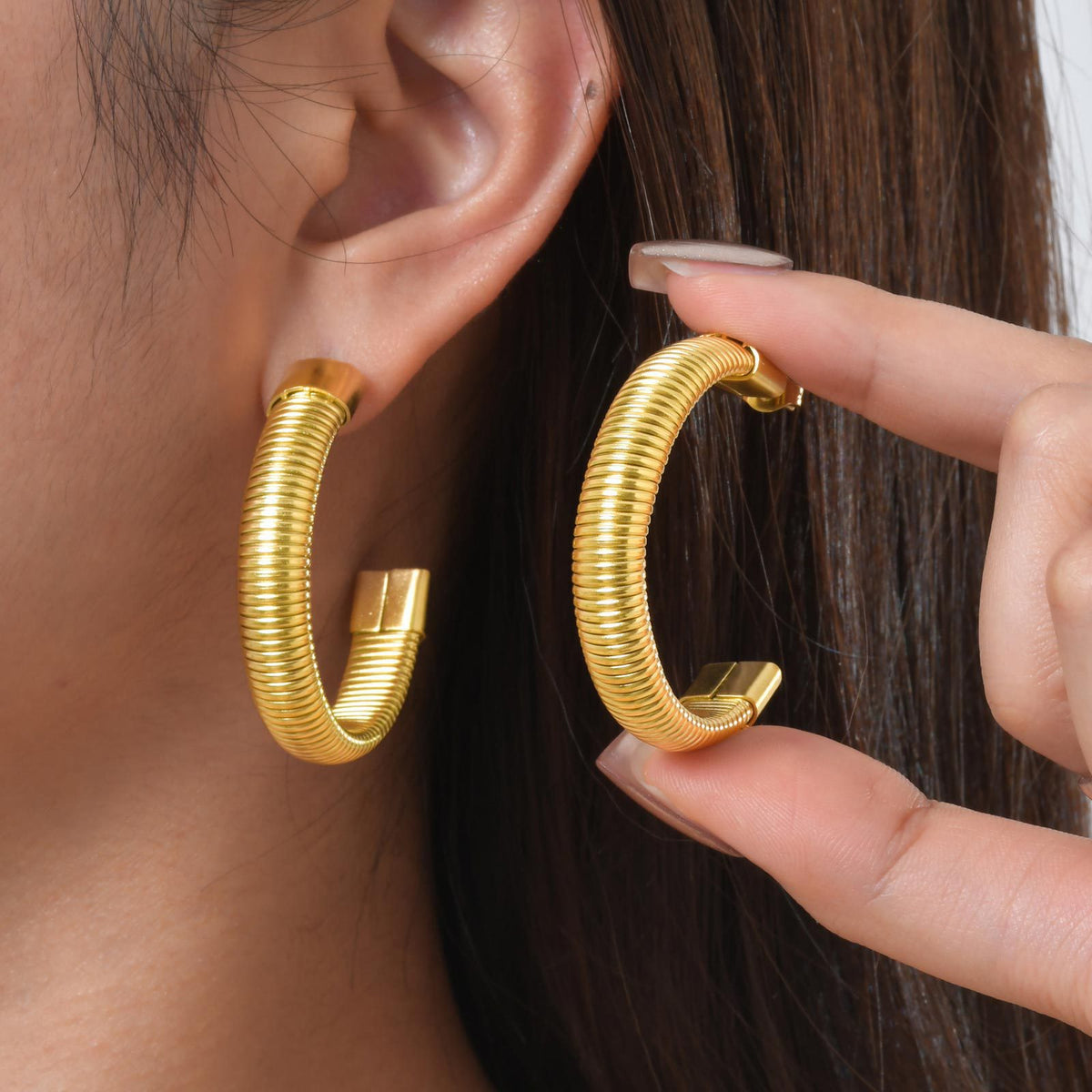 Refined Gold-Tone Stainless Steel Earrings