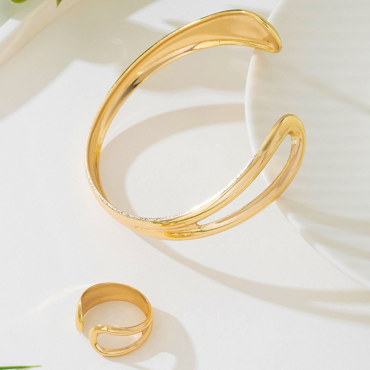 Versatile Metal Bracelet Ring Set for Stylish Women