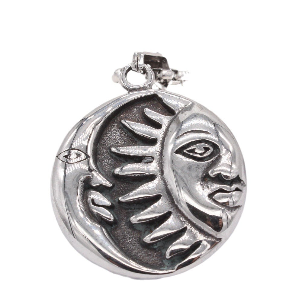 Tarot Sun Moon Pendant Titanium Steel Unisex Protection Statement Planderful Jewelry