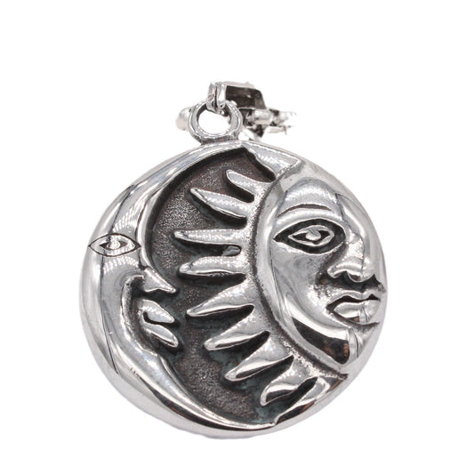 Tarot Sun Moon Pendant Titanium Steel Unisex Protection Statement Planderful Jewelry