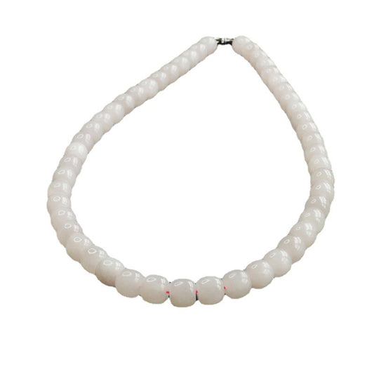 Natural Hetian Jade Necklace Lotus Root Powder Bead Chain Jade