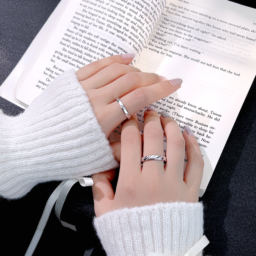 Planderful Jewelry Sterling Silver Couple Ring Magnetic Opening Adjustable For Men And Women