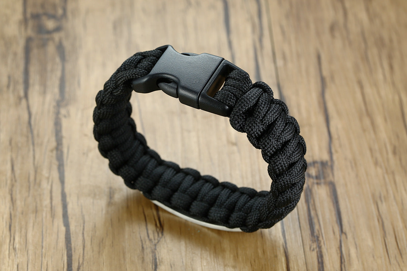 Outdoor Sports Hand Rope Men's and Women's Titanium Steel Bent Braided Bracelet Black for Men