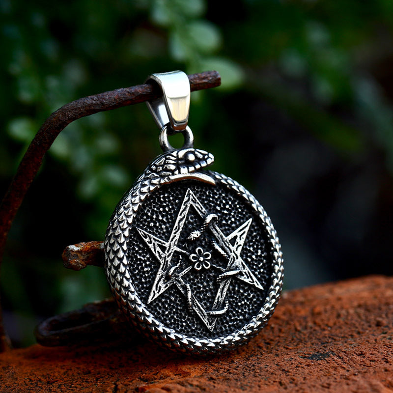 Stainless Steel Ouroboros Pendant – Titanium Steel Necklace