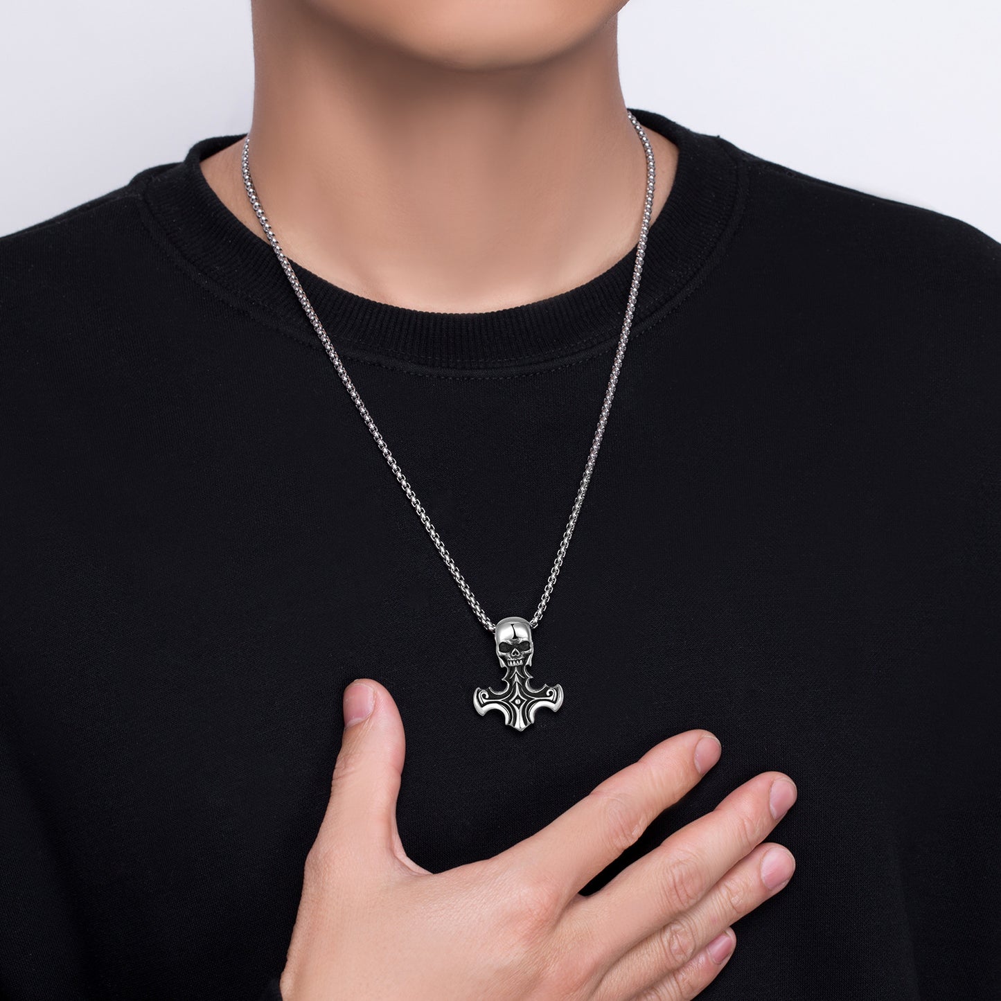 Titanium Steel Necklace - Statement Punk Hip Hop Skull Cross Pendant Necklace For Men And Women By Planderful