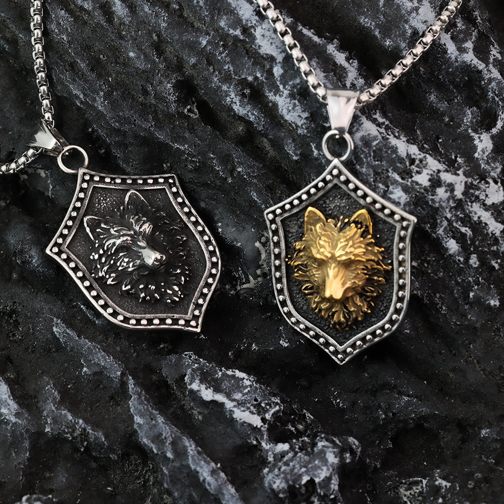 Vintage Nordic Stainless Steel Men's Viking Wolf Pendant