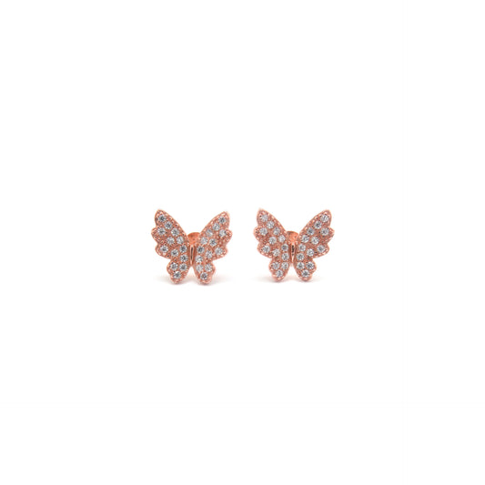 Zircon Butterfly Silver Stud Earrings