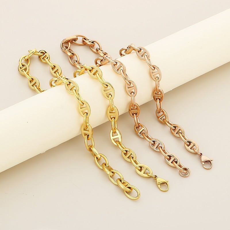 Hip Hop Trend Japanese Bracelet and Necklace Titanium Steel