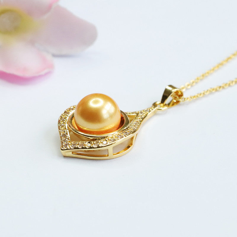 Champagne Shell Pearl Teardrop Pendant — No Chain