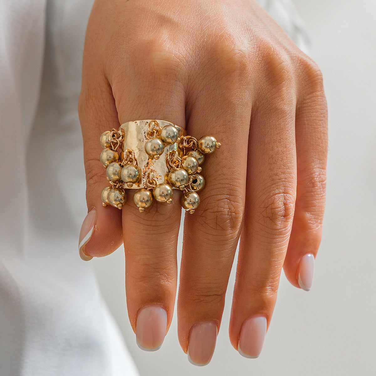 Planderful Boho Pearl Fringe Ring For Women Turquoise Accent Statement Jewelry Vienna Verve
