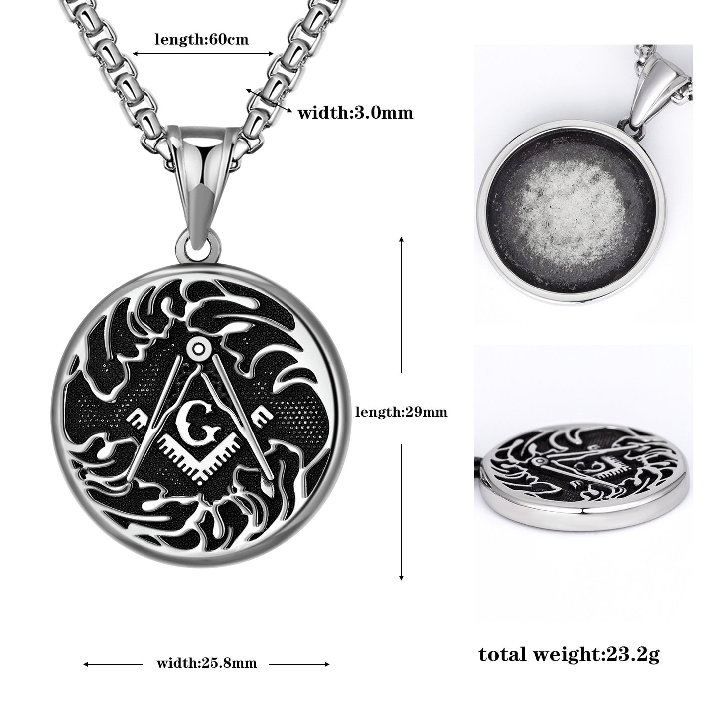 Stainless Steel Necklace – Vintage Freemasonry Viking Badge
