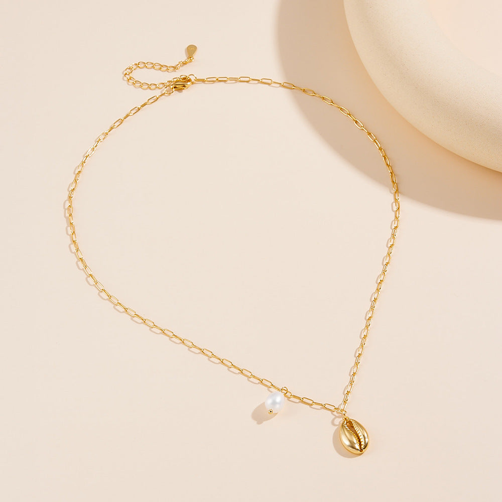 925 Sterling Silver Versatile Necklace With A Natural Cultured Pearl Shell Pendant Necklace