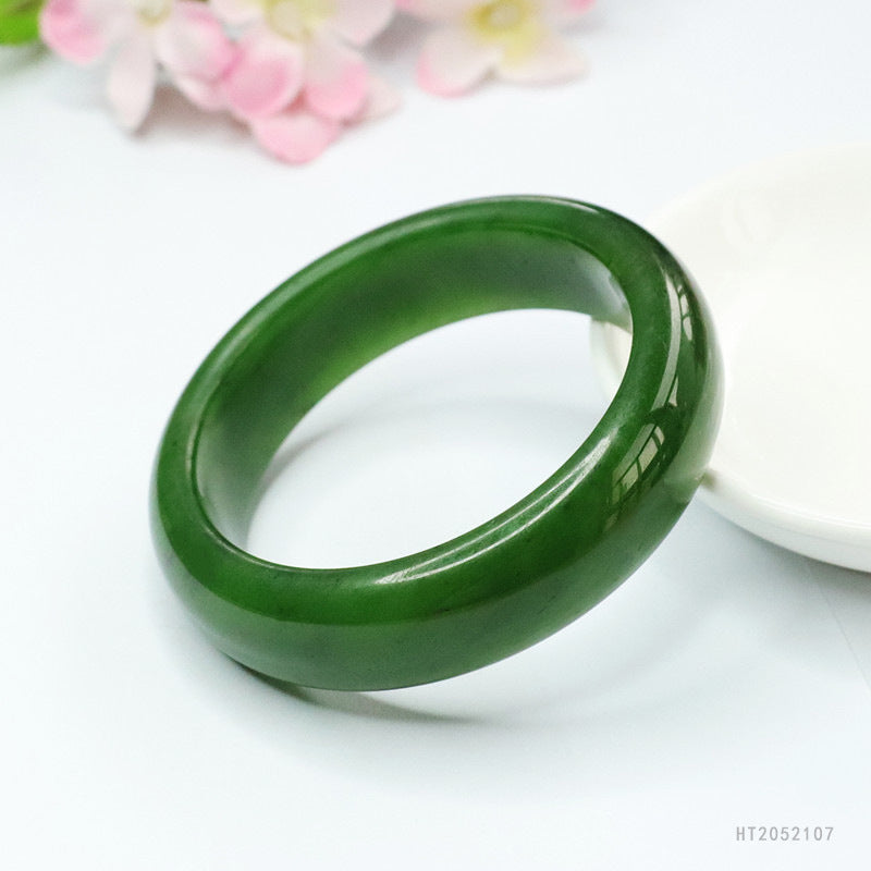 Spinach Green Hetian Jasper Bangle