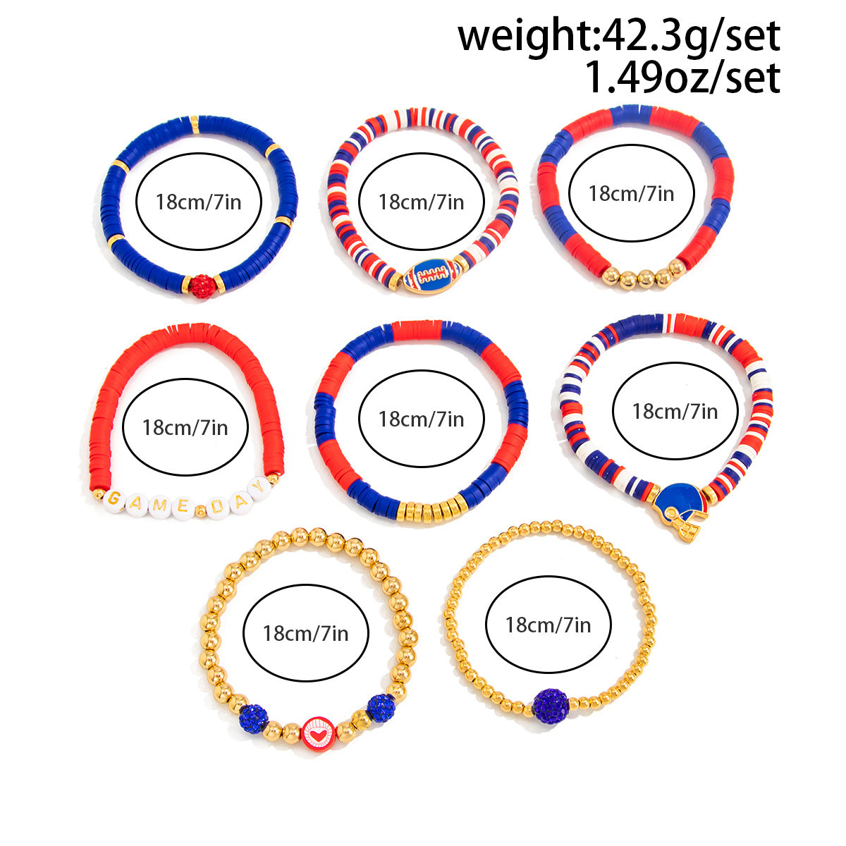 Planderful Football Bracelet Set Vienna Verve Game Day Jewelry For Women Bold Colorful Drip Statement