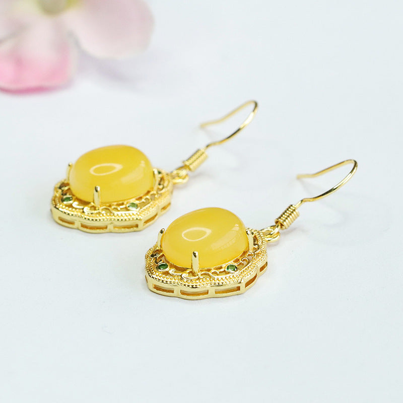 Beeswax Amber Openwork Drop Earrings