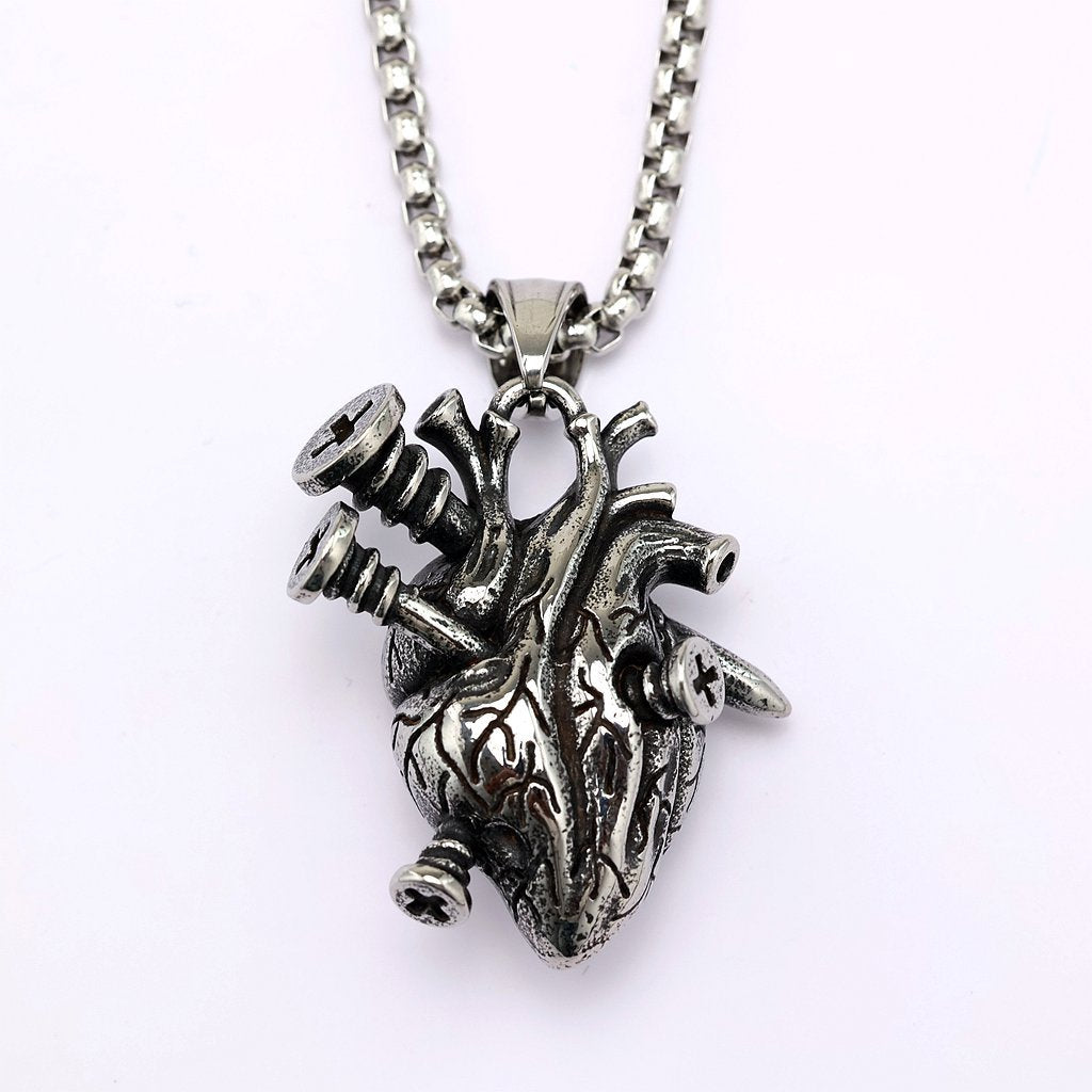 Punk Heart Stainless Steel Men's Pendant Necklace
