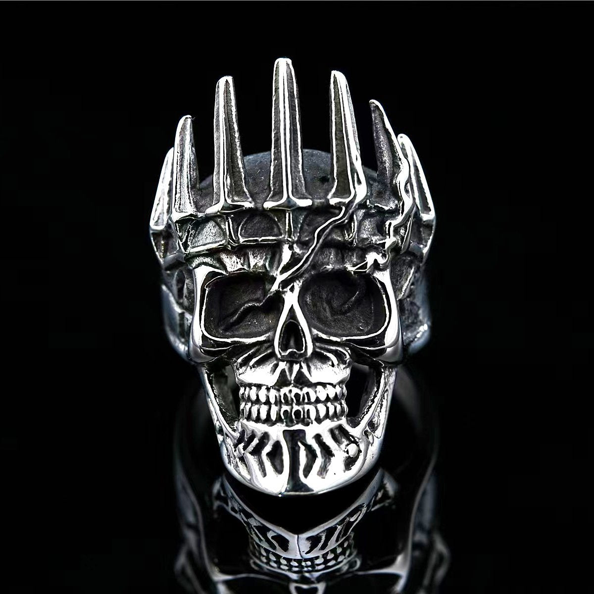 Personalized Crown Skull Ring For Men In Titanium Steel By Planderful European American Edition Retro Punk Jewelry