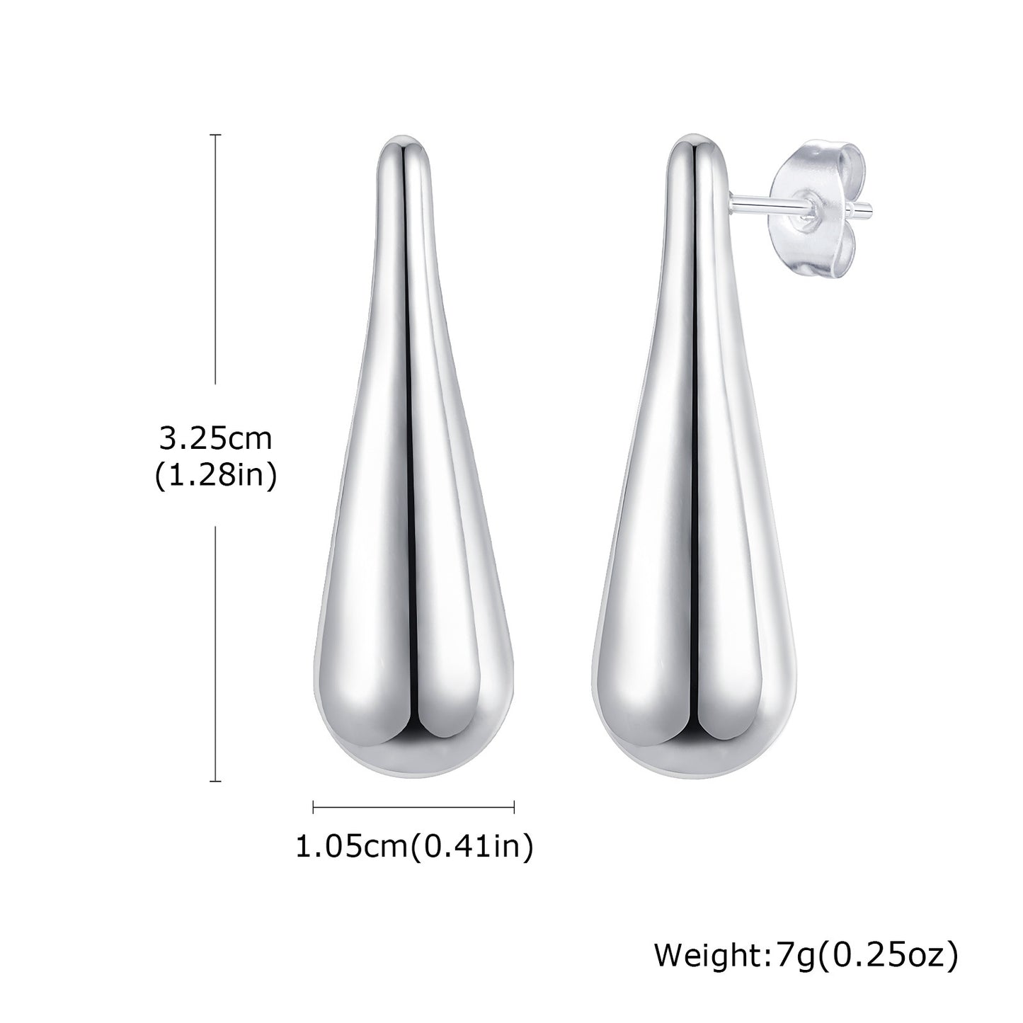 Wholesale Jewelry Stainless Steel Glossy Water Drop Earrings