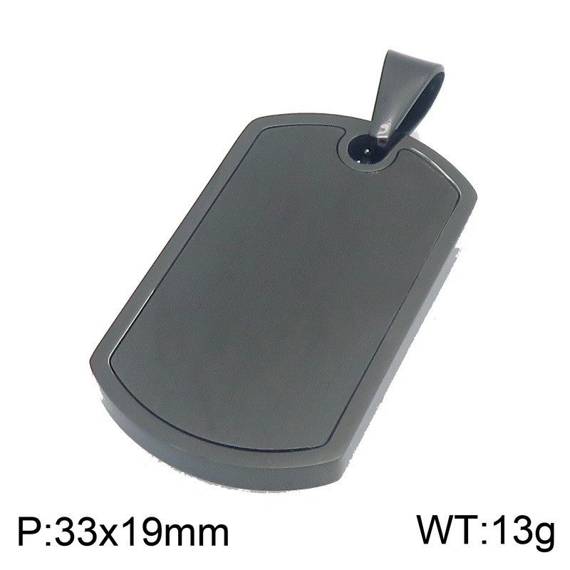 Stainless Steel Men's Army Brand Pendant, Vacuum Electroplating Sand Surface Dog Brand Titanium Necklace