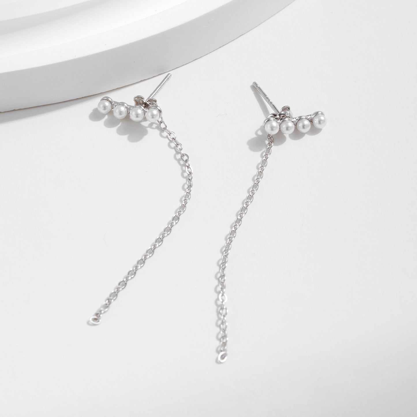 Planderful Everyday Genie Pearl Chain Earrings – Elegant Long Design