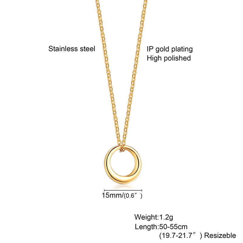 Ins Style Jewelry Gold Women's Circle Necklace Simple Design